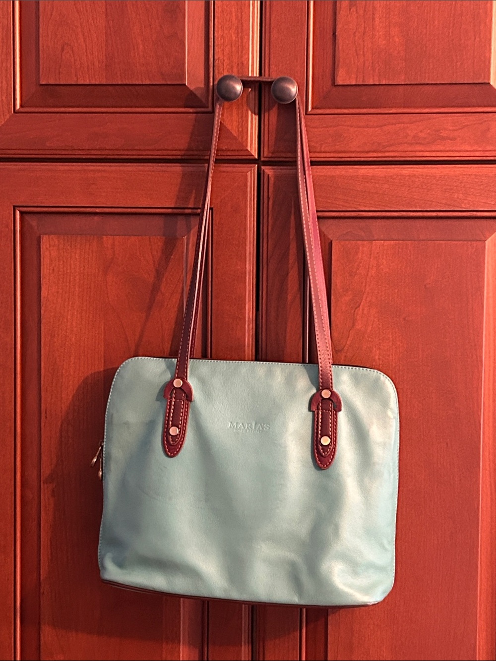 Leather Teal Blue Bag from Italy